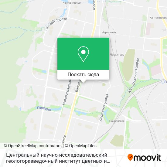 Карта Центральный научно-исследовательский геологоразведочный институт цветных и благородных металлов