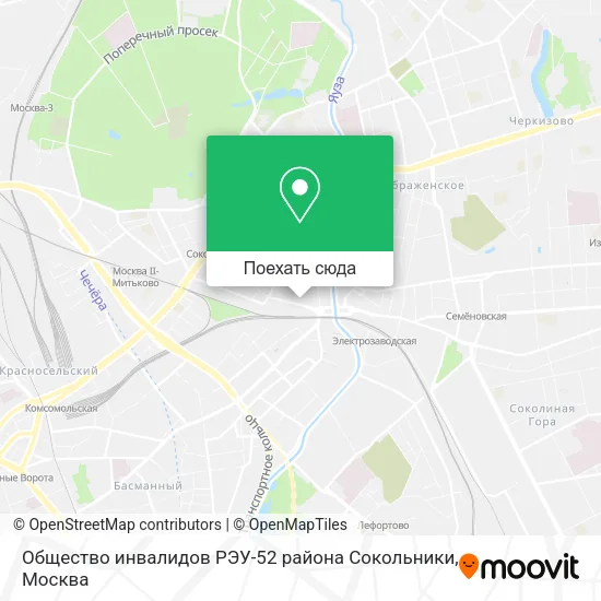 Карта Общество инвалидов РЭУ-52 района Cокольники
