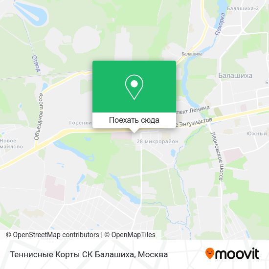 Карта Теннисные Корты СК  Балашиха