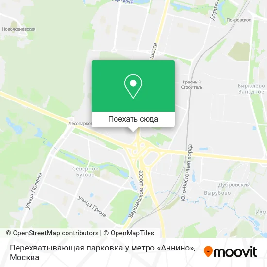 Карта Перехватывающая парковка у метро «Аннино»