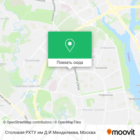 Карта Столовая РХТУ им Д И Менделеева