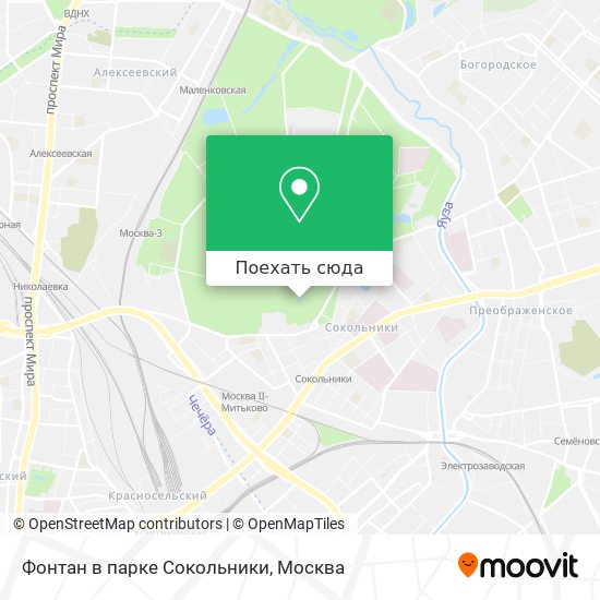 Карта Фонтан в парке Сокольники