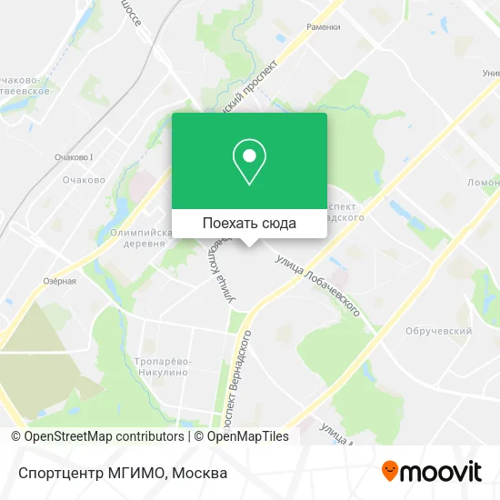 Карта Спортцентр МГИМО