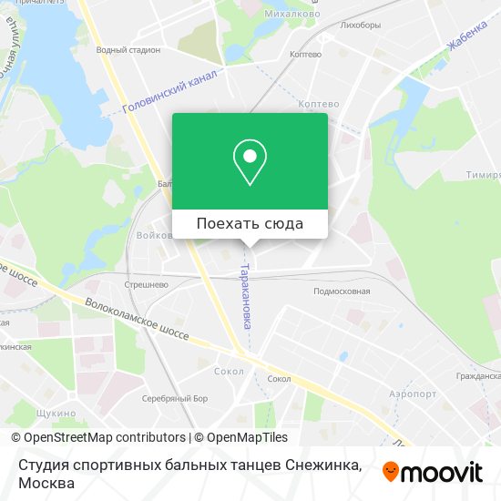 Карта Студия спортивных бальных танцев  Снежинка