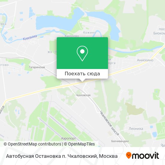 Карта Автобусная Остановка  п. Чкаловский