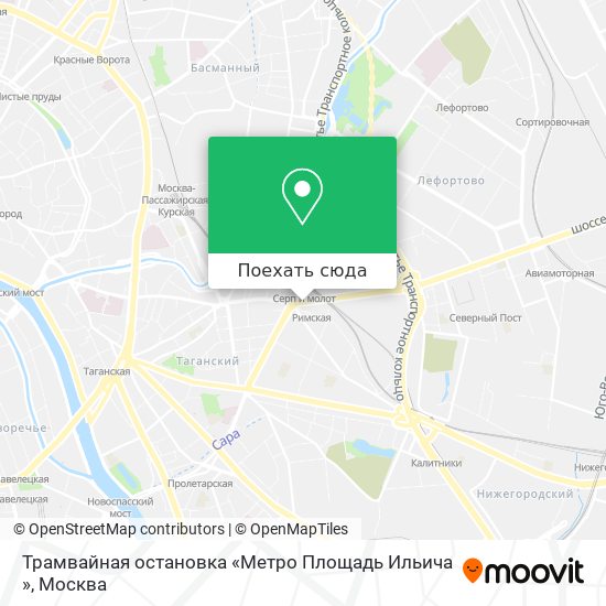 Карта Трамвайная остановка «Метро  Площадь Ильича »