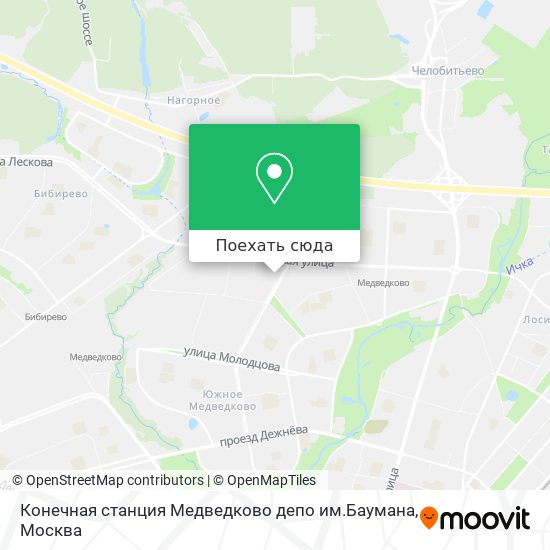 Карта Конечная станция Медведково депо им.Баумана