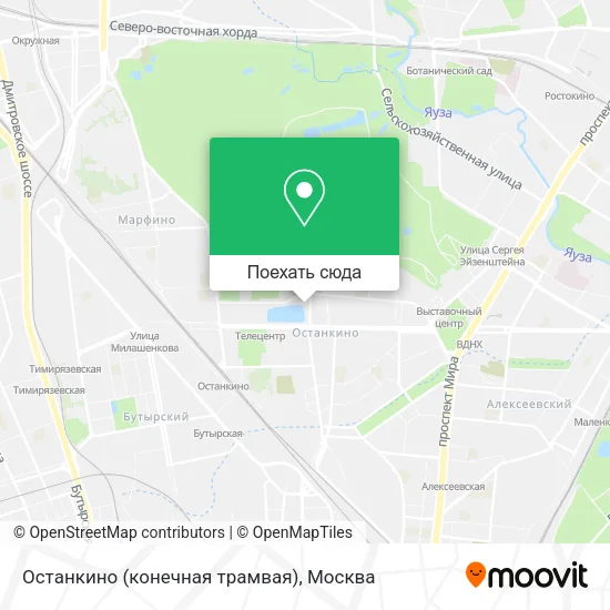 Карта Останкино (конечная трамвая)