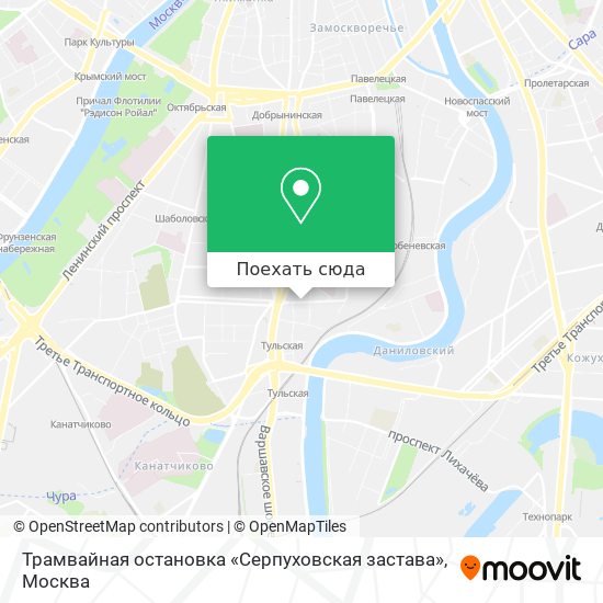 Карта Трамвайная остановка «Серпуховская застава»