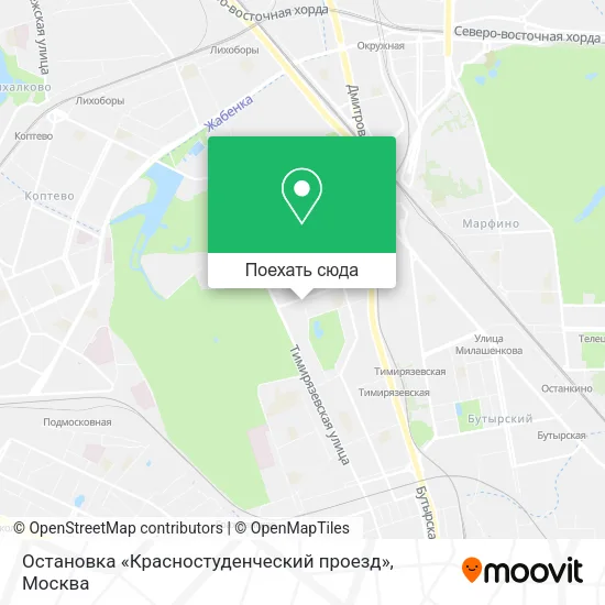 Карта Остановка «Красностуденческий проезд»