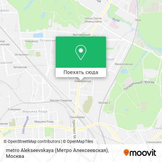 Карта metro Alekseevskaya (Метро Алексеевская)