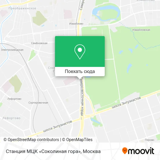 Карта Станция МЦК «Соколиная гора»