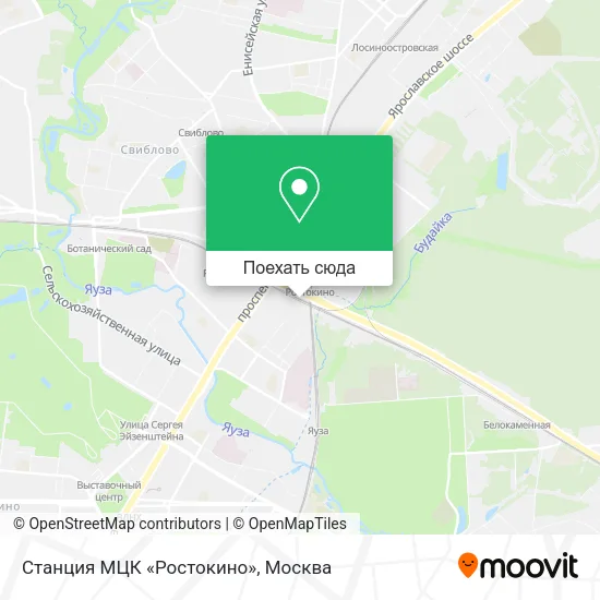 Карта Станция МЦК «Ростокино»
