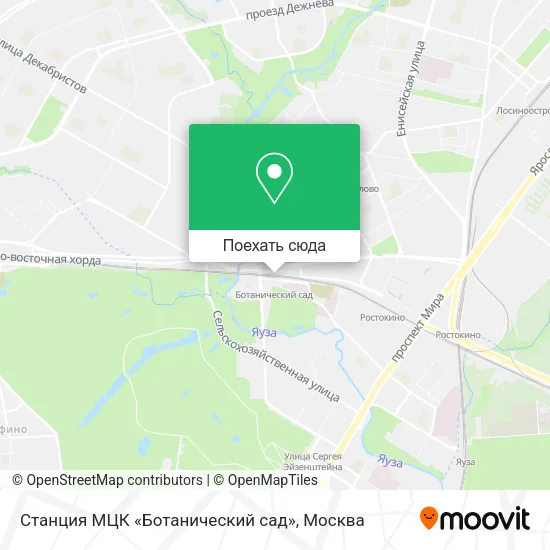Карта Станция МЦК «Ботанический сад»
