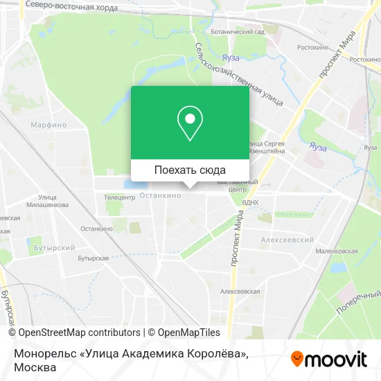 Карта Монорельс «Улица Академика Королёва»