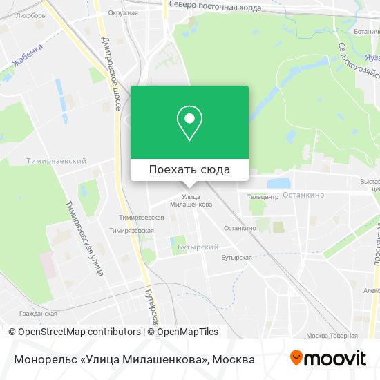 Карта Монорельс «Улица Милашенкова»