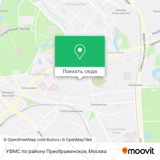Карта УФМС по району Преображенское