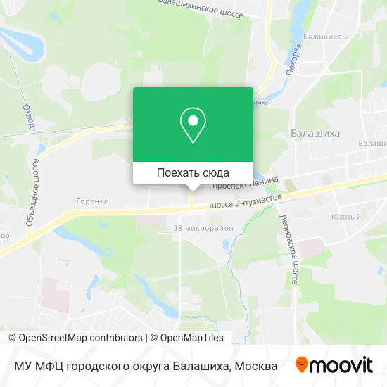 Карта МУ  МФЦ городского округа Балашиха