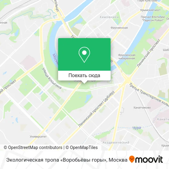 Карта Экологическая тропа «Воробьёвы горы»