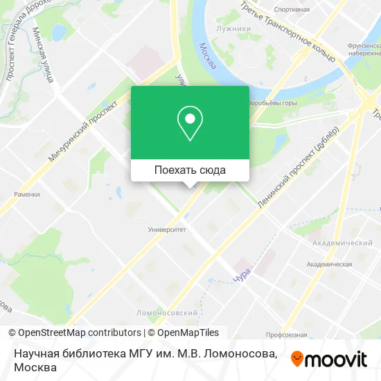 Карта Научная библиотека МГУ им. М.В. Ломоносова