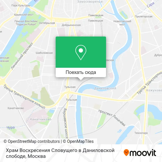 Карта Храм Воскресения Словущего в Даниловской слободе