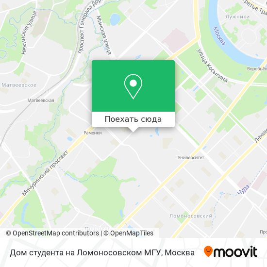 Карта Дом студента на Ломоносовском МГУ