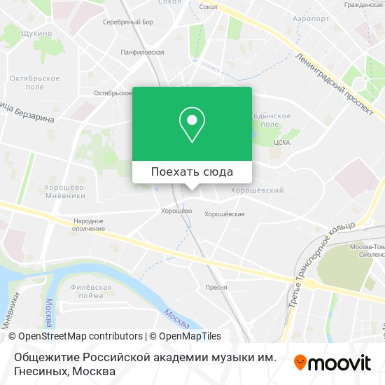 Карта Общежитие Российской академии музыки им. Гнесиных