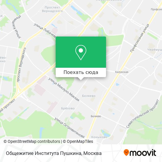 Карта Общежитие Института Пушкина