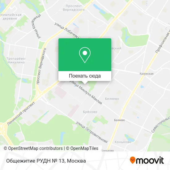 Карта Общежитие РУДН № 13