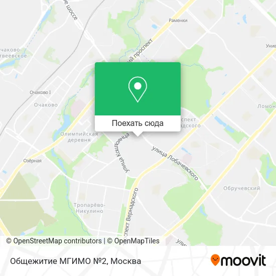 Карта Общежитие МГИМО №2