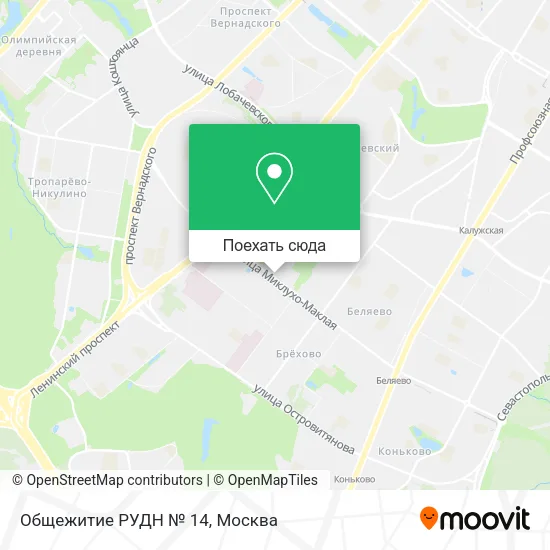 Карта Общежитие РУДН № 14