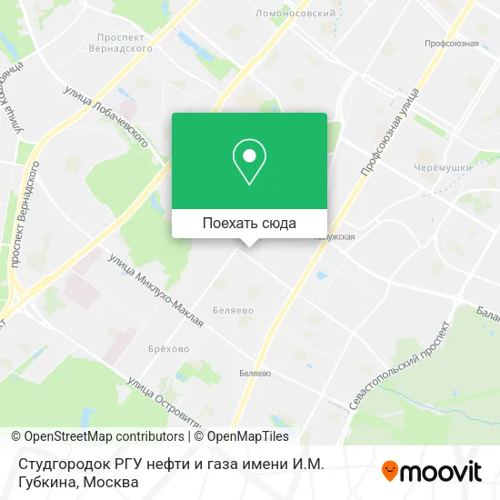 Карта Студгородок РГУ нефти и газа имени И.М. Губкина