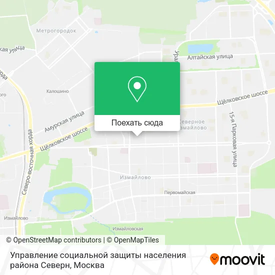Карта Управление социальной защиты населения района Северн