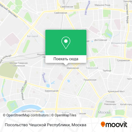 Карта Посольство Чешской Республики