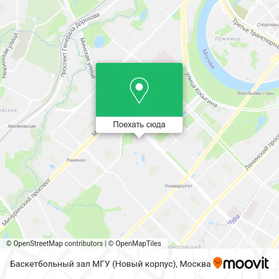 Карта Баскетбольный зал МГУ (Новый корпус)