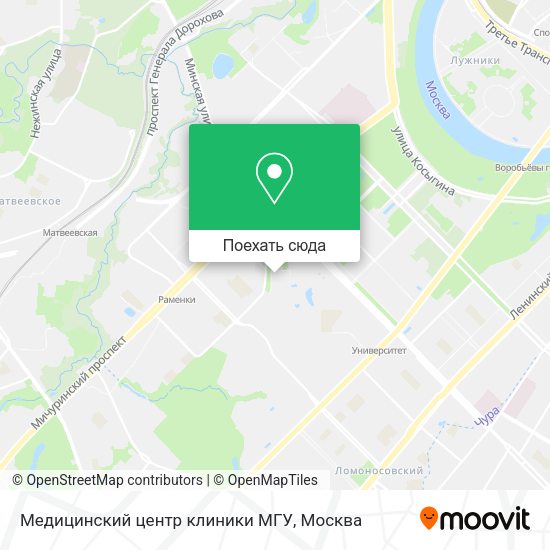 Карта Медицинский центр клиники МГУ