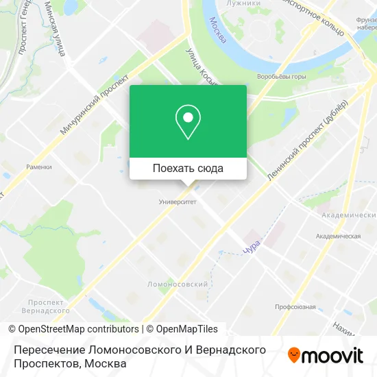 Карта Пересечение Ломоносовского И Вернадского Проспектов