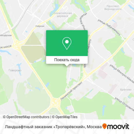 Карта Ландшафтный заказник «Тропарёвский»