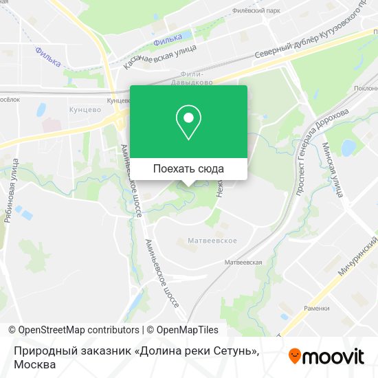 Карта Природный заказник «Долина реки Сетунь»