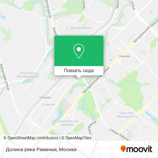 Карта Долина реки Раменки