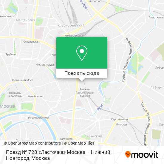 Карта Поезд № 728 «Ласточка» Москва – Нижний Новгород