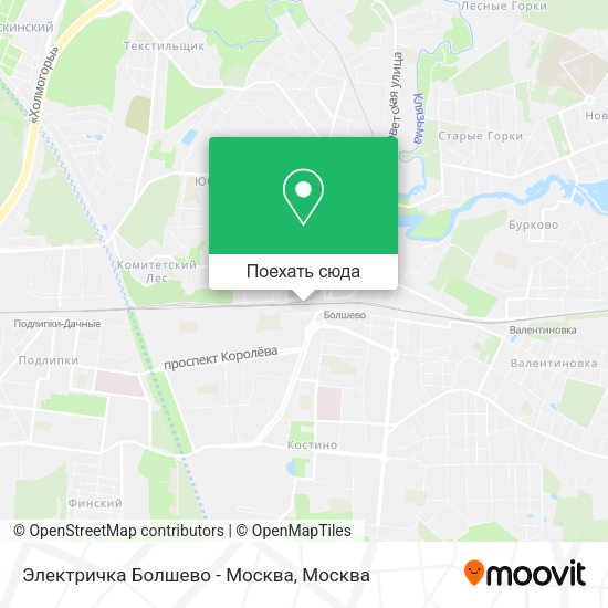 Карта Электричка Болшево - Москва