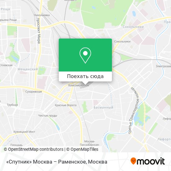 Карта «Спутник» Москва – Раменское