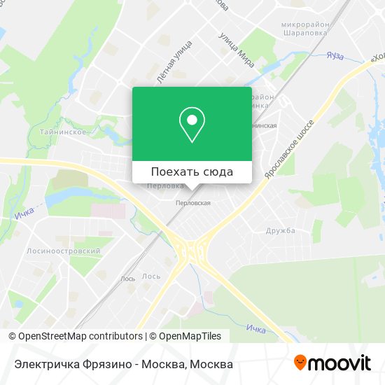 Карта Электричка Фрязино - Москва