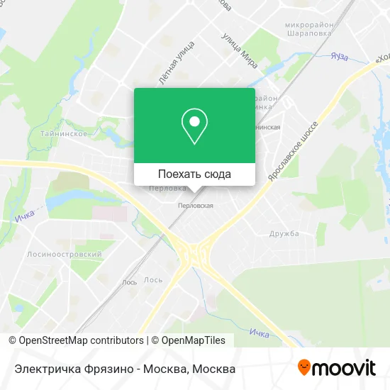 Карта Электричка Фрязино - Москва