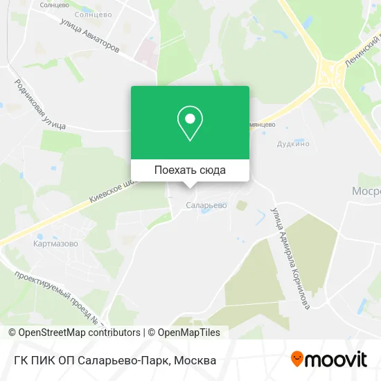 Карта ГК ПИК ОП  Саларьево-Парк