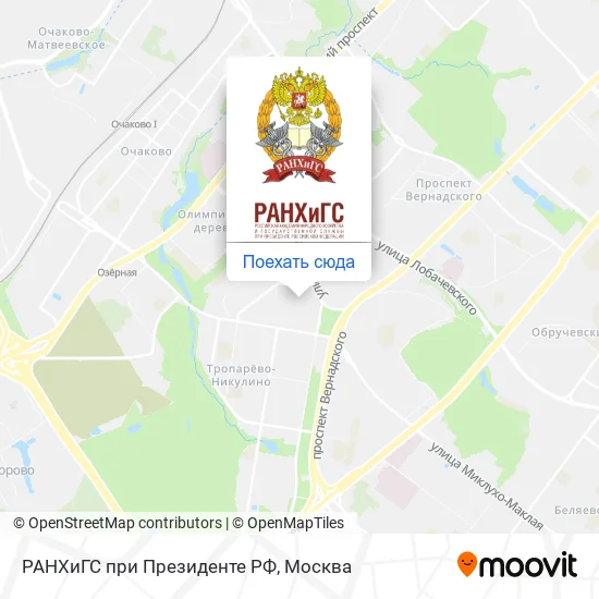 Карта РАНХиГС при Президенте РФ