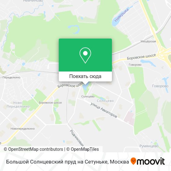 Карта Большой Солнцевский пруд на Сетуньке