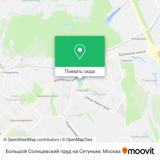 Карта Большой Солнцевский пруд на Сетуньке