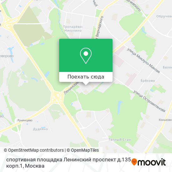 Карта спортивная площадка  Ленинский проспект д.135 корп.1